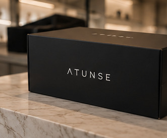 An Atunṣe shoe box ready to send